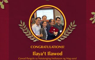 Ilaya’t Ilawod, a collaborative innovation by students from UP Visayas and UPOU. The team includes Czar Ian Esquivel, a Master of Development Communication student from UPOU, alongside UP Visayas students Ande Bryle Genciana, Lyny Giovy Cainglet, and Aienna Faith Guerra. They were mentored by Dr. Sanny David Lumayno and Asst. Prof. Fredson Huervana of UP Visayas.