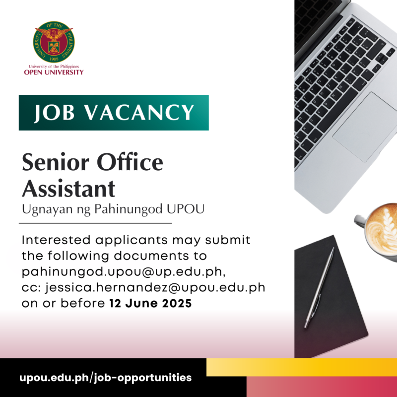 Senior Office Assistant for Ugnayan ng Pahinungod UPOU