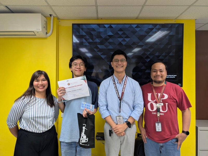 Mark Erwin Pesino is recognized as a Best Presenter Awardee for his commendable presentation and innovative work during the internship.