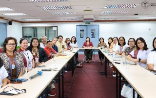 UPOU Chancellor Joane Serrano (center) with members of the UPOU Administration, the All UP Workers Union - UPOU Chapter (left) and the All UP Academic Employees Union - UPOU Chapter (right).