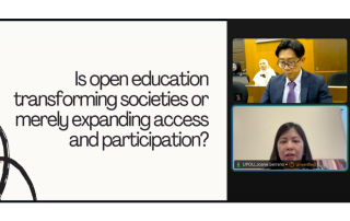 Chancellor Serrano (bottom) delivers the keynote message for iDEC 2025.