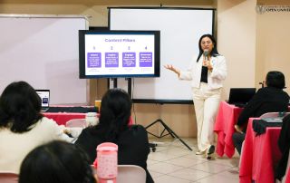 Ms. Kate Marquez lectures on the content pillars during the first day of the social media enablement training.