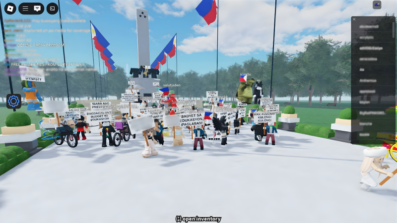 Participants gather in the virtual rally. Screenshot by Alexa Andrea Cetron