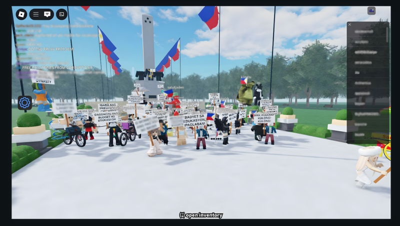 Participants gather in the virtual rally. Screenshot by Alexa Andrea Cetron