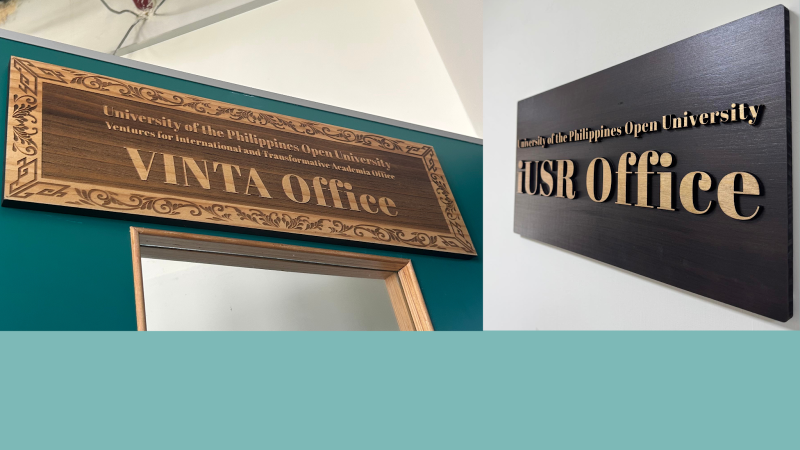 UPOU iUSR and VINTA Office nameplates in Kaohsiung Medical University in Taiwan