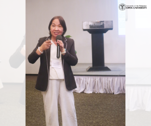 Dr. Melinda Bandalaria discusses UPOU’s Microcredentialing Program at the Roundtable Discussion on Microcredentials in Southeast Asia