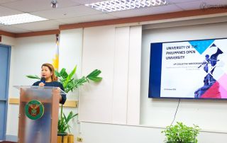 Prof. Myra Oruga, Assistant to the Vice Chancellor for Academic Affairs for Research and Publication, presents the UP Collective Mentorship Program (UCMP)