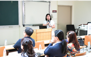 Chancellor Serrano presents at the iUSR Forum.