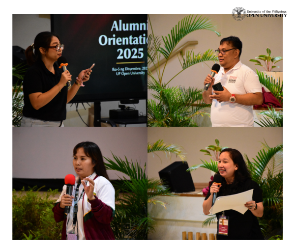 (Clockwise from top left): Ms. Patricia Balon, UPAA Secretariat; Mr. Jonathan Bernabe, UPOUAAI Treasurer; Ms. Hyacinth Celzo, UPOUAAI Member of the Board; and Ms. Anna Cañas-Llamas from the UPOU Office of Public Affairs. 