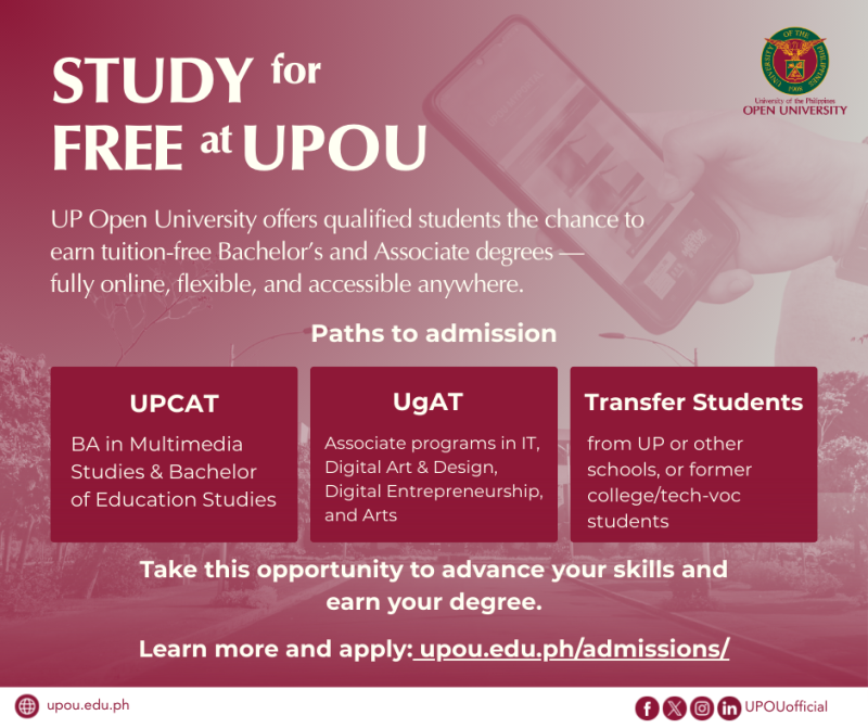 Study at UPOU for free