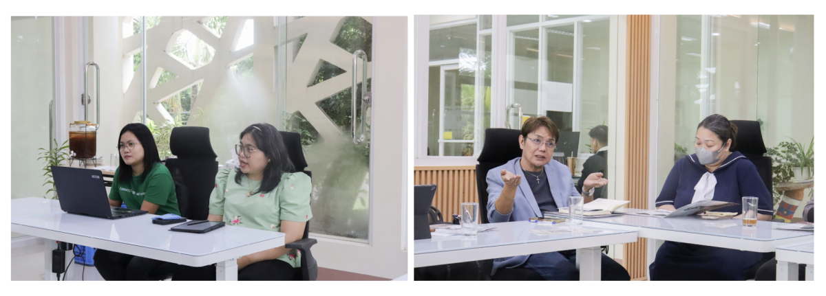 Ms. Maelyn Pisueña and Dir. Ria Valerie Cabanes (UPOU QAO), Dr. Robert V. Marcos, and Prof. Anna Maria Soccoro- Coloma (TSU) during the discussion.