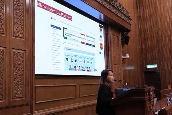 Dr. Oruga discusses how micro-credentials embedded in digital health systems can support chronic disease prevention and management (Photo from Jacob Carpio)