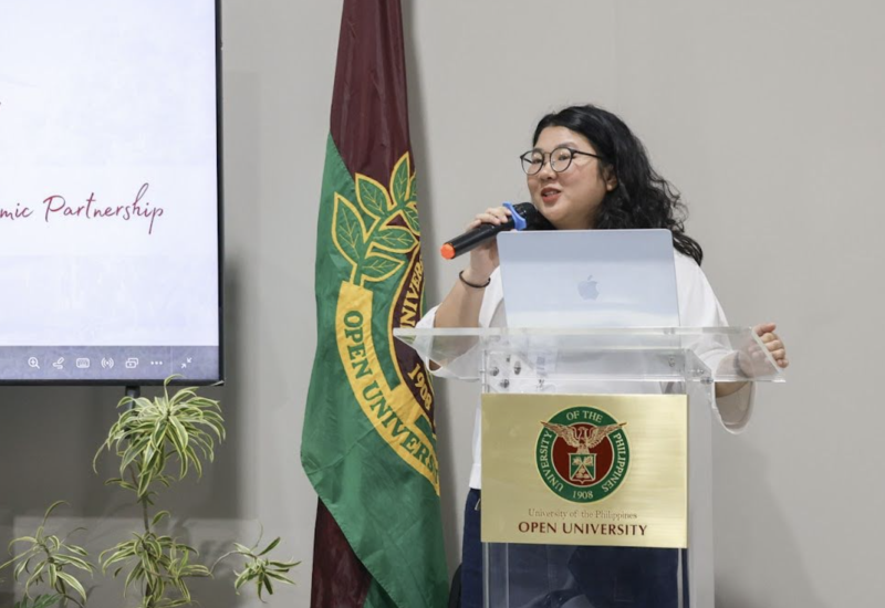 Asst. Prof. Saludadez presented the collaborative initiatives of UPOU and KMU.