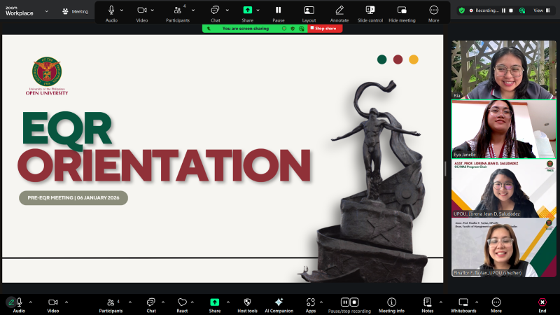 The GCAS and DSW Program Chairs, and the QAO Director, together with the QA Project Staff, attend the Pre-EQA Orientation 2026 via Zoom Meeting.