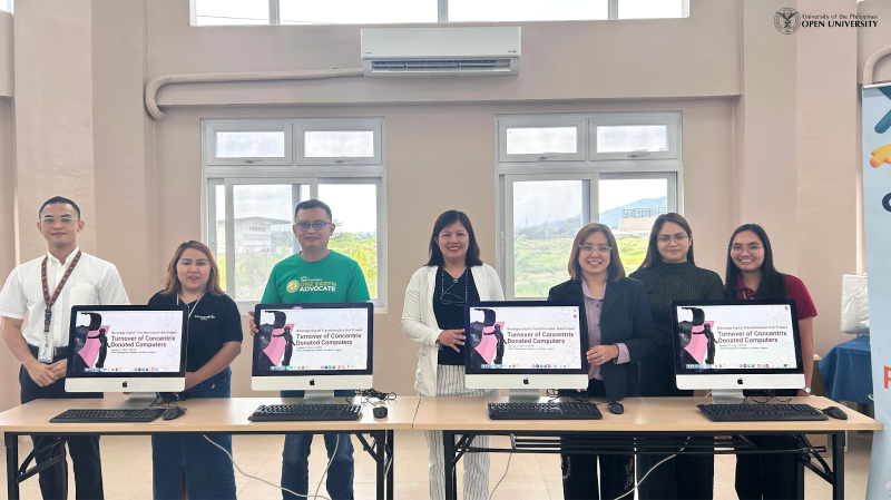 UPOU officials and representatives from Concentrix Ph with FMDS Faculty and Staff during the turnover ceremony of computer units