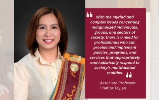 Dr. Finaflor Taylan is an Associate Professor of Social Work at UPOU’s Faculty of Management and Development Studies.