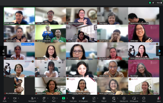 UPOU personnel join the PhilHealth YAKAP gesture during the PhilHealth orientation session conducted via Zoom