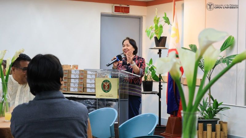 Prof. Melinda Bandalaria delivers her opening remarks during the launching ceremony.