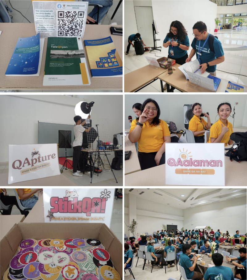 QA Booth: TalaQAyan 2025, QApture, QAalaman, StickQA!, and QAinan. Photo courtesy of Maelyn Pisueña and Michael John Gomez.
