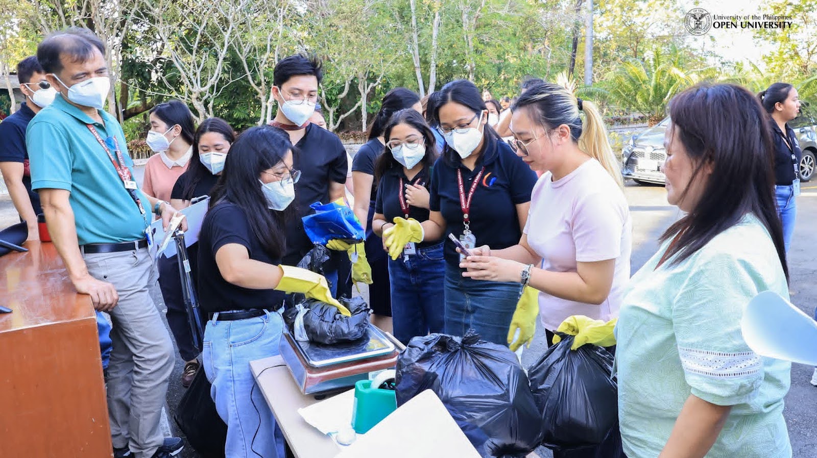 Staff members participated in hands-on waste management activity.