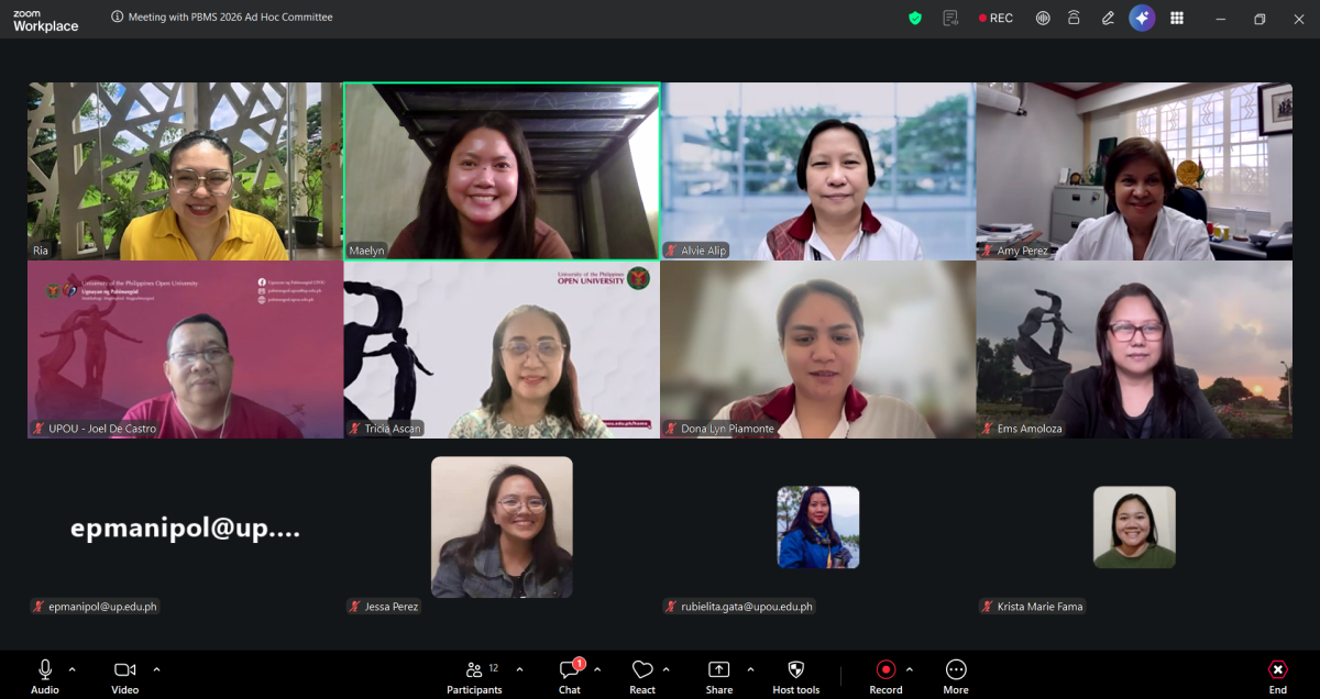 Performance Budget Monitoring System (PBMS) 2026 Ad Hoc Committee Chair Ria Valerie Cabanes (top left), together with PBMS 2026 Ad Hoc Committee members, during an online recalibration meeting.
