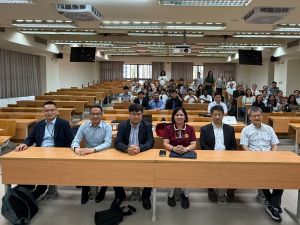 From Left: Kaohsiung Medical University (KMU) Professor Yong-Chao Su, PEZA consultant Glenn Quiro, Chairman Shawn Lin of the Global Semiconductor Talent Accelerator, UPOU Chancellor Joane Serrano, KMU VP of the Office of Global Affairs Dr. Chia-Lin Kai, and Benzene Co., Ltd. representative Mr. Brian Lin