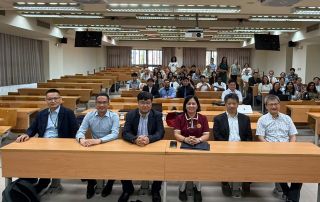 From Left: Kaohsiung Medical University (KMU) Professor Yong-Chao Su, PEZA consultant Glenn Quiro, Chairman Shawn Lin of the Global Semiconductor Talent Accelerator, UPOU Chancellor Joane Serrano, KMU VP of the Office of Global Affairs Dr. Chia-Lin Kai, and Benzene Co., Ltd. representative Mr. Brian Lin