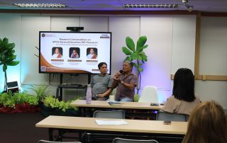 Asst. Profs. Rosario and Halos joined by Asst. Prof. Sarmiento via Zoom, respond to questions about their studies.