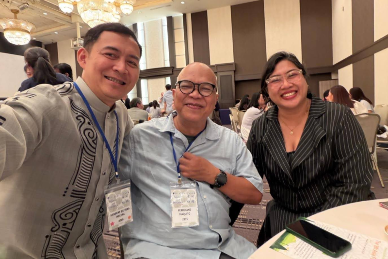 Mr. Nalupa with Prof. Ferdinand Maquito, Jr., of the DSus program and Ms. Noreen Alazada from UPOU Faculty of Management and Development Studies.
